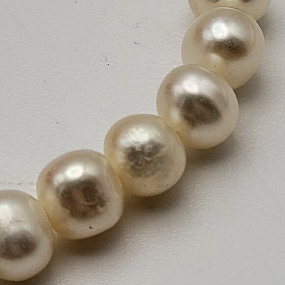 Vintage Sterling Silver Lustrous White Pearl Beaded Necklace And Bracelet Set - Picture 3 of 7